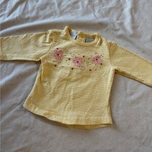 Floral Vintage Embroidered Yellow Kids Top